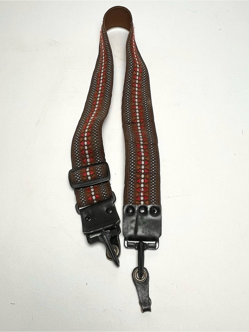 Vintage Geometric Tapestry Camera Strap 36”/38” Bohemian, Brown Blue White Red
